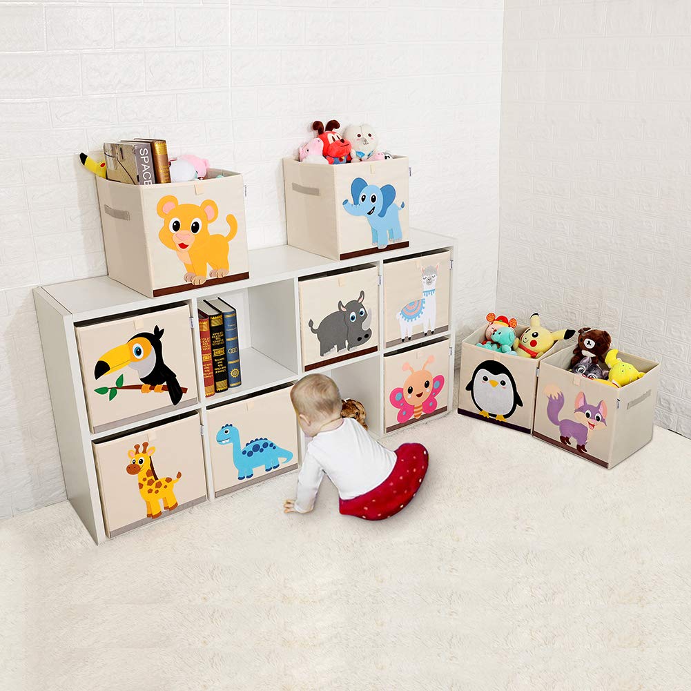 CLCROBD - Contenedores plegables de almacenamiento de cubos de animales, caja de juguetes de tela, pecho/organizador para guardería de niños, 13 pulgadas (Llama)