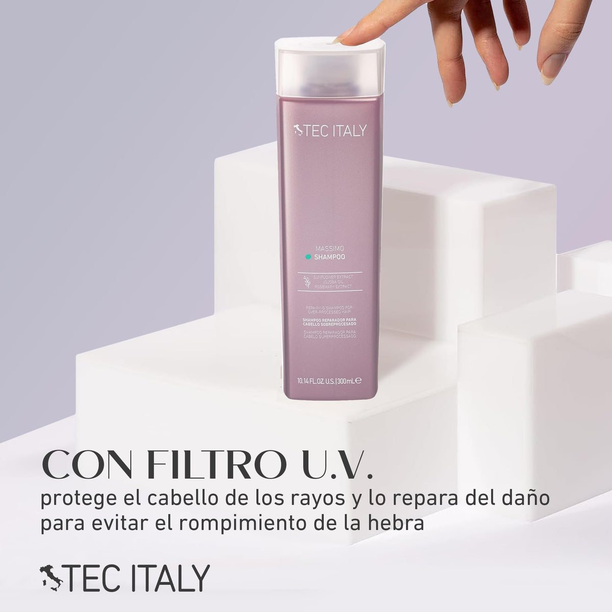 TEC ITALY Massimo Shampoo Reparación Capilar Protección UV Antifrizz 300 ml