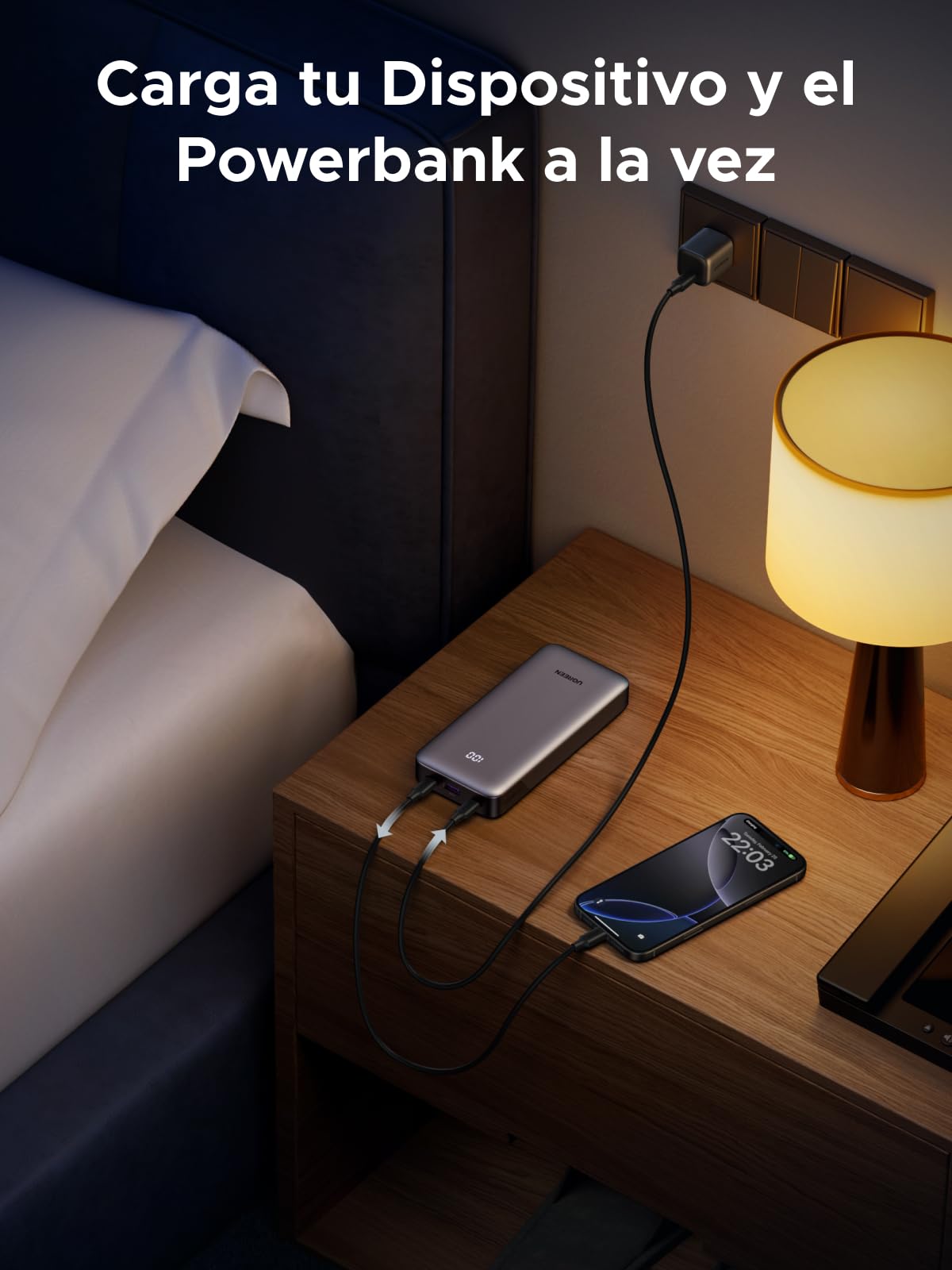 Batería Portátil UGREEN Nexode 20000mAh Negro con 3 Puertos 30W Compatible con Galaxy y iPhone