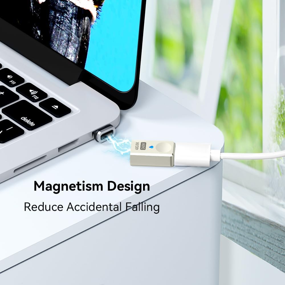 Adaptador Magnético USB C SHEEAST Plata 240W 24 Pines USB4 40Gbps 8K para iPhone 15 y Thunderbolt 3/4