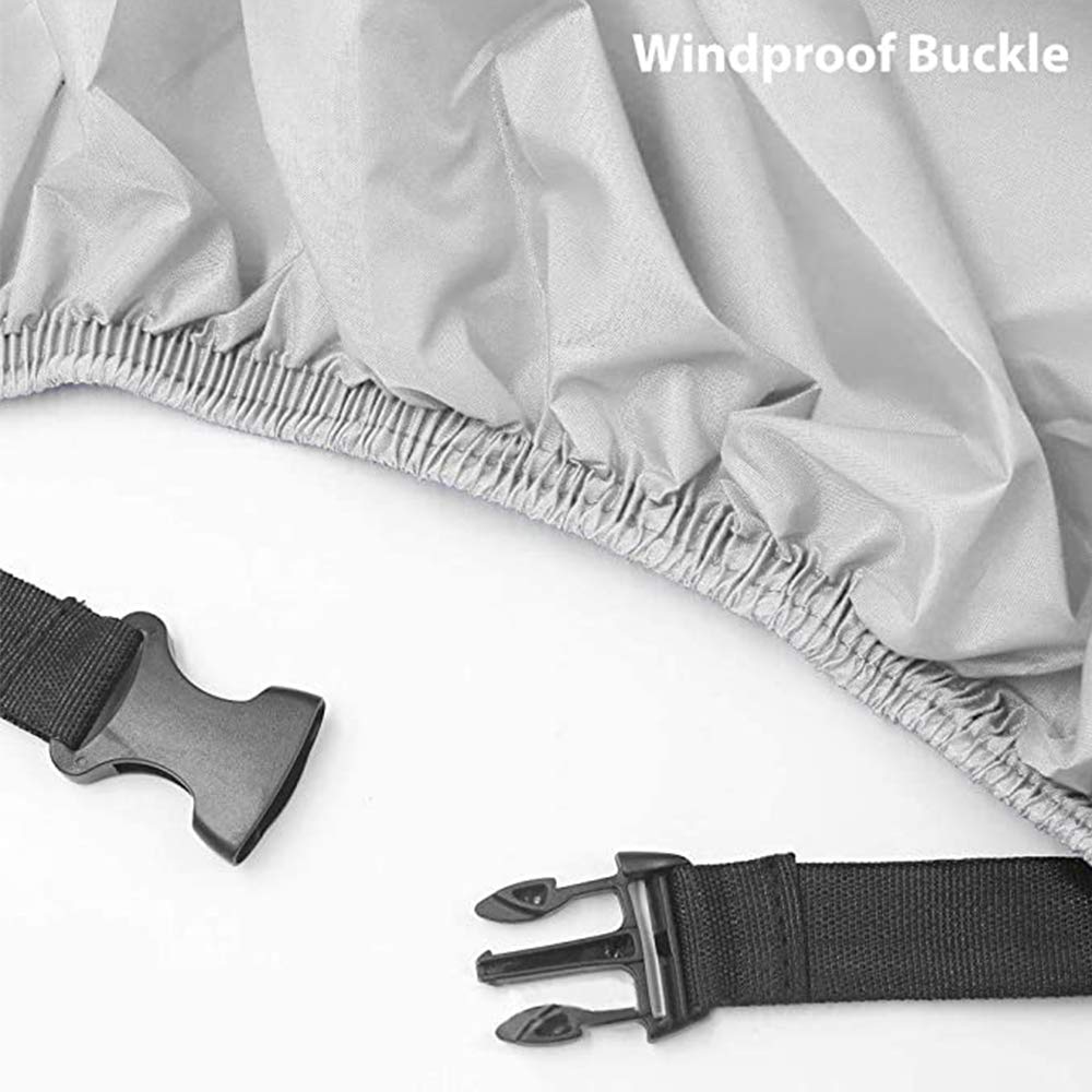 Cubierta para Motocicletas Bicicleta Impermeable Protección - Protector de Motocicleta con 2 Orificios de Bloqueo y el Bolso del Almacenaje XL (Negro y Plata)