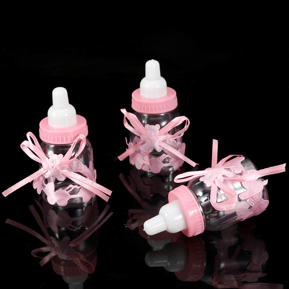 Biberón Decorativo Qiilu Rosa Cajas Anuncio de Bebé de Plástico 24 Piezas para Baby Shower