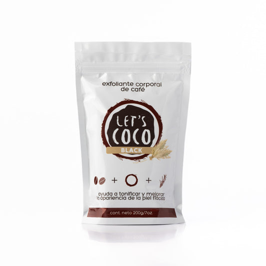 LET'S COCO | Exfoliante Corporal Super Tonificante, Let’s Coco Black - Exfoliante de Café, Anti-Celulitis, Para Uso en Todo el Cuerpo - Contenido Neto 200 Gr – 7 Oz