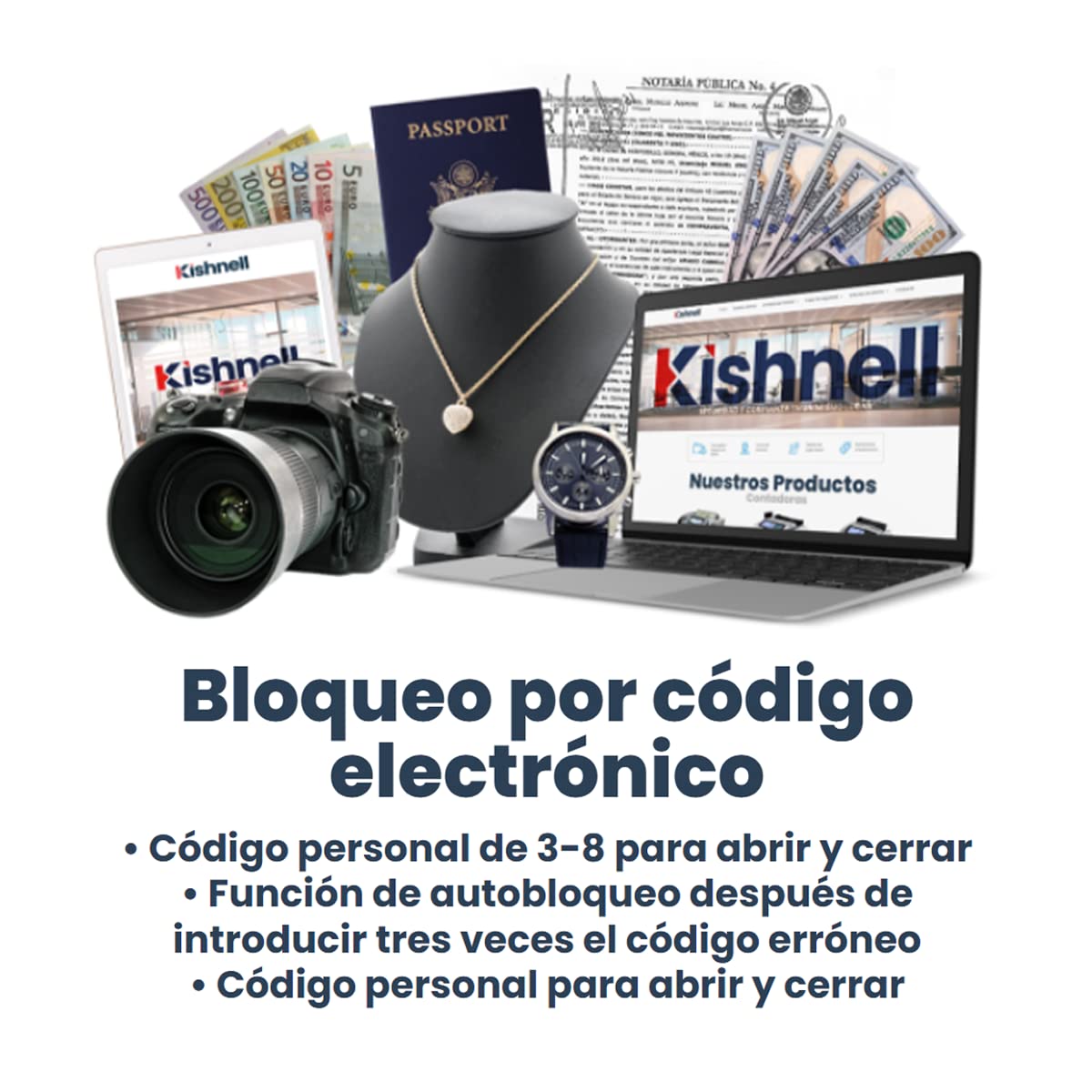 Kishnell | Caja Fuerte Seguridad Grande Huella Y Luz Sprinfrield 50FDE