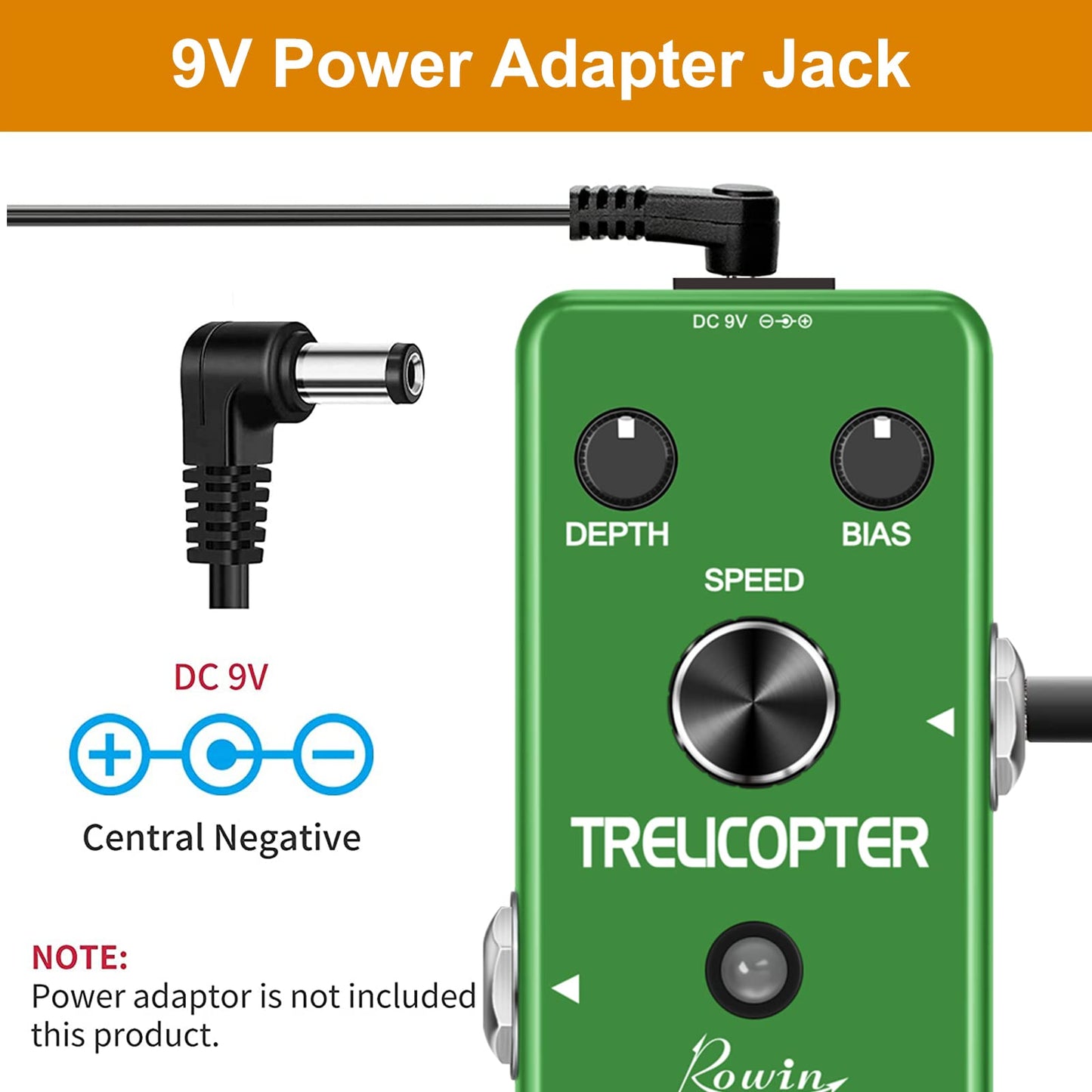 Pedal de Guitarra de Trémolo Negro