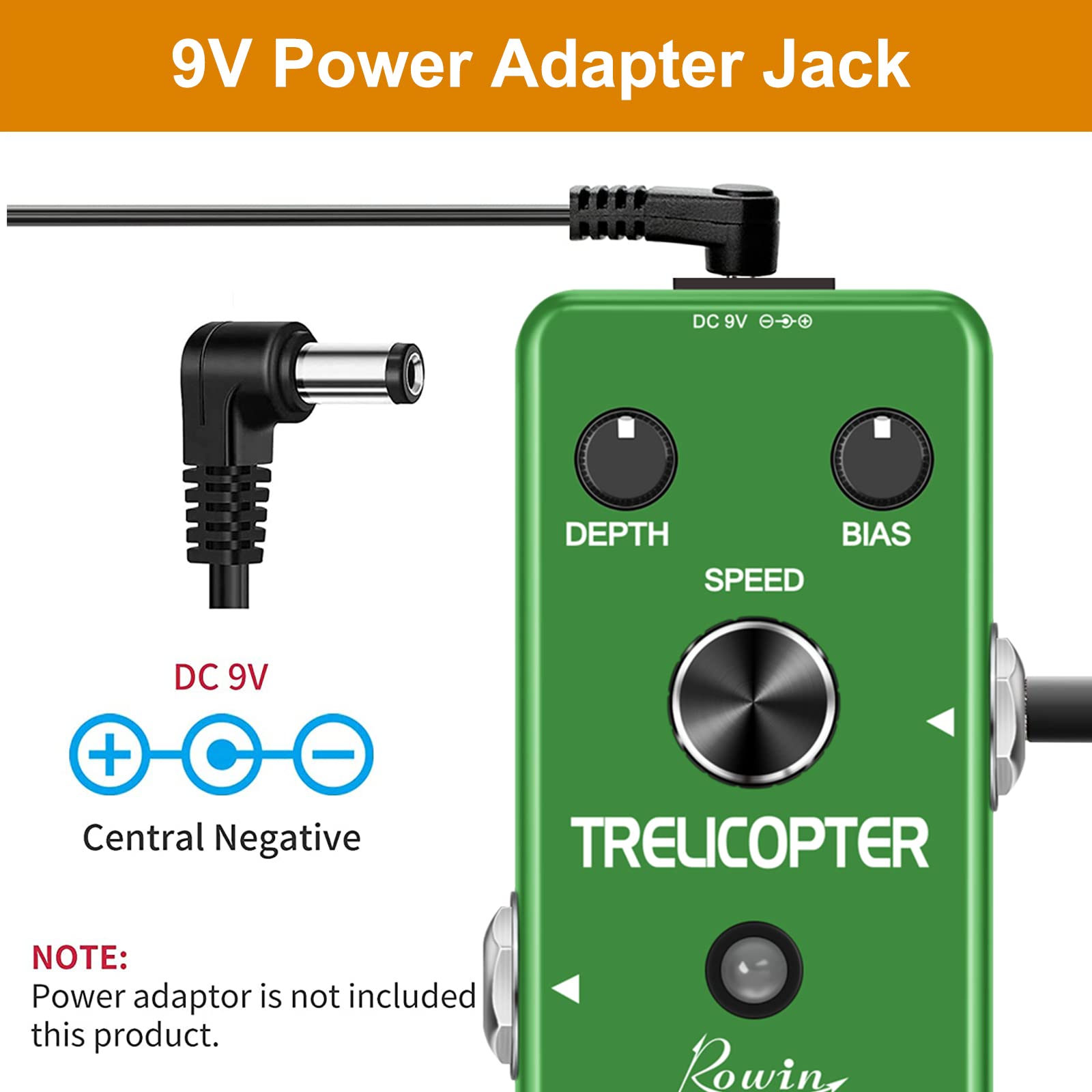 Pedal de Guitarra de Trémolo Negro