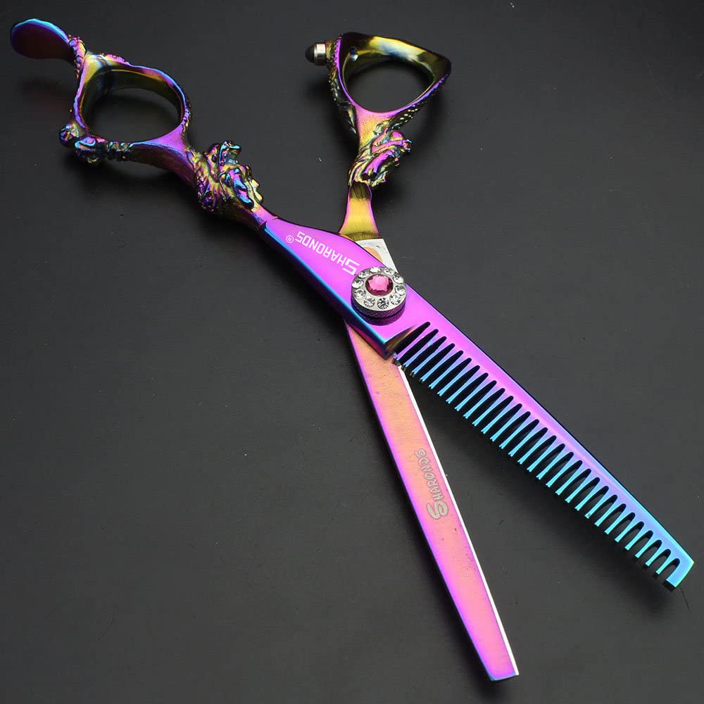 Juego de tijeras de peluquería profesional de 6 pulgadas, cortapelos y cortapelos de acero inoxidable para el hogar(6 inches, 2 pieces-B)