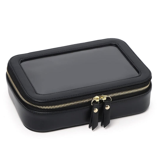 Pinkmik - Bolsa de Maquillaje Transparente Portátil, Cosméticos de Viaje Con Cierre Para Mujer, Negro, Pequeño