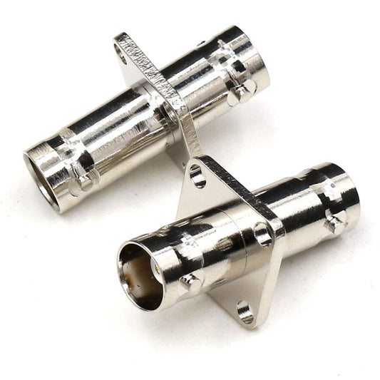 ANHAN Adaptador BNC Hembra a Hembra - Conector de Brida de 4 Agujeros RF Coaxial para Montaje en Panel - 2 Paquetes