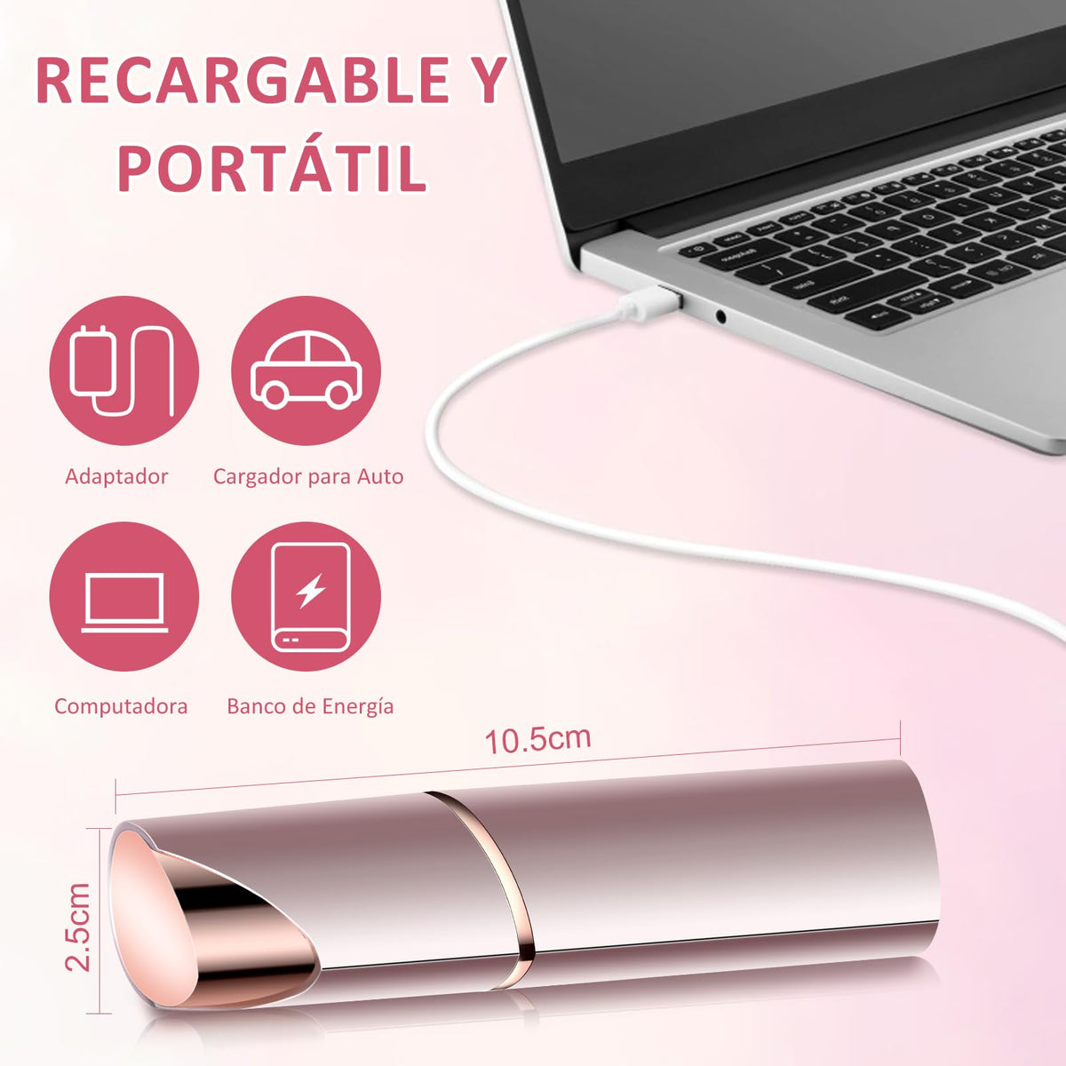 BALYSTOK Depiladora Facial Mujer Flawless con Luz LED, Sin Dolor, Portátil y Recargable, Removedor de Vello Facial para Labios, Cejas, Nariz, Barbilla, Bikini y Axilas, con 2 Cabezales de Repuesto y 1 Cepillo de Limpieza