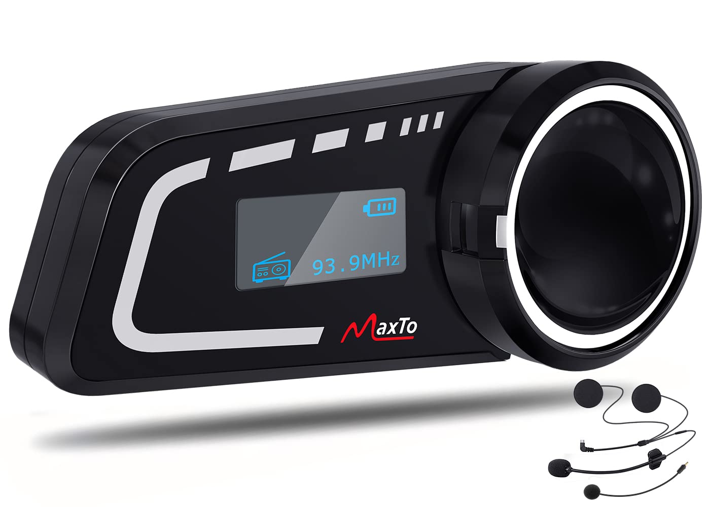 MAXTO Auriculares Bluetooth para Motocicleta M2C 1000M 6 pasajeros, Sistema de comunicación con visualización LCD