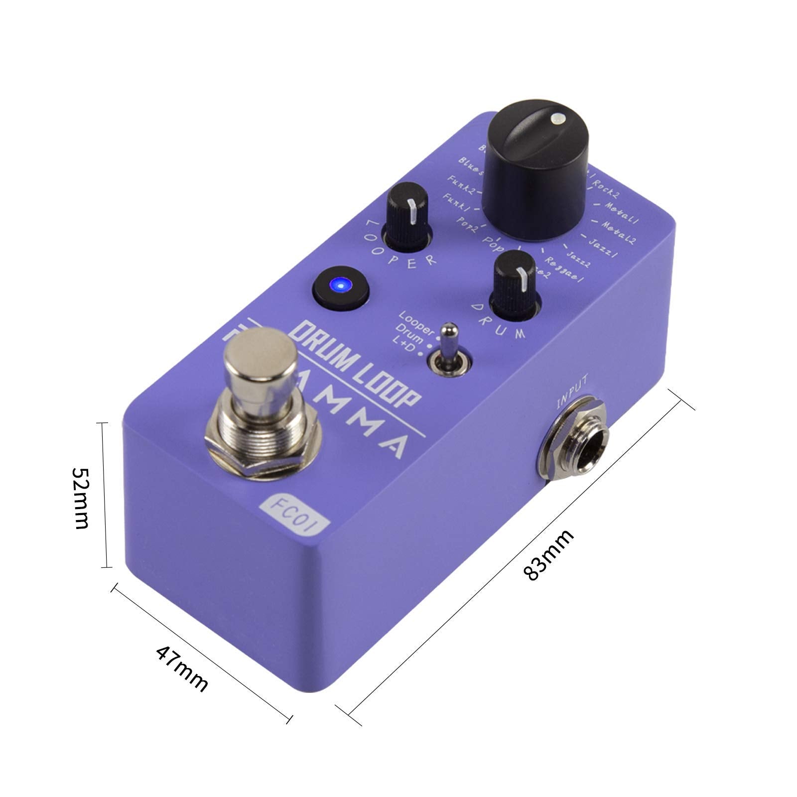 Pedal Looper de Guitarra Flamma FC01 Negro con Máquina de Tambores 2 en 1
