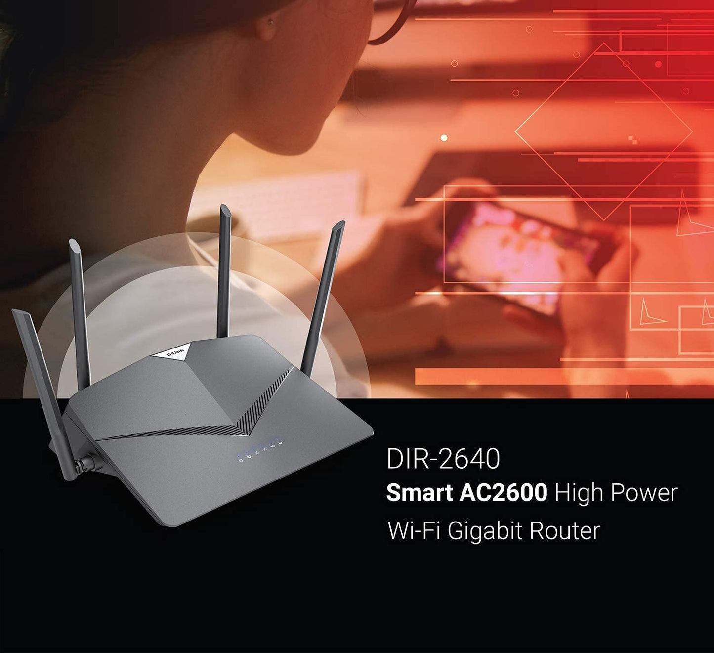 D-Link Router WiFi AC2600 EasyMesh Red inteligente de Internet compatible con Alexa y Google Assistant, MU-MIMO Dual Band Gigabit Gaming Mesh (DIR-2640-US) (reacondicionado)
