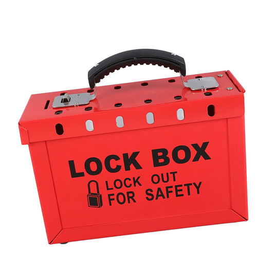 DAUZ Caja de Seguridad de Hierro Rojo con Ventana Transparente y Gestión de Grupos