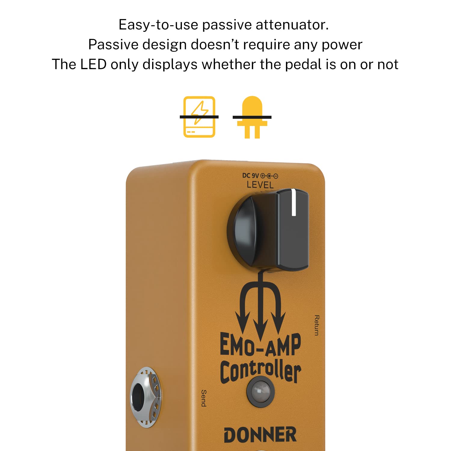 Donner Amp - Pedal atenuador EMO AMP Box driver de señal para guitarra con interruptor de pedal de silencio
