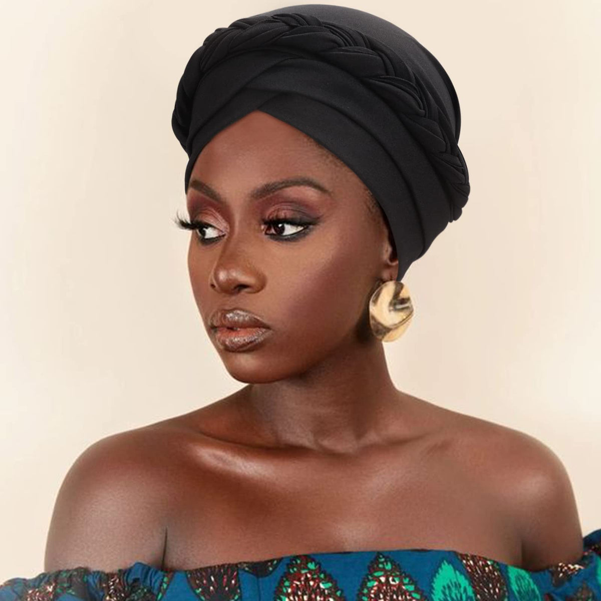 DRESHOW Turbante Africano para Mujeres Preatado Trenzado Envoltura de Cabeza Sombreros Moda Gorra de Dormi Gorro Cáncer de Quimio