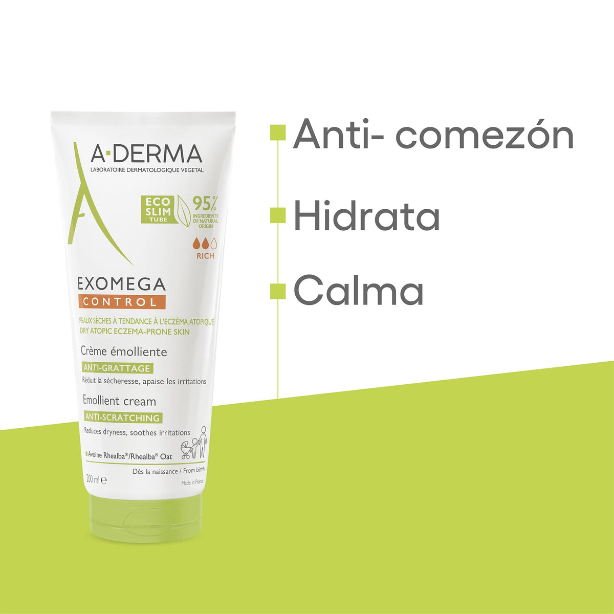 A-DERMA Exomega Control Crema Corporal Emoliente Piel Atopica Muy Seca 200ml