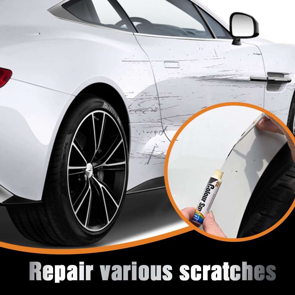 Bolígrafo Reparador de Ralladuras para Coche Motocicleta Barco, 2pcs Lápiz Reparador de Arañazos para Coches, 2 en 1, Lápiz de Reparación de Arañazos de Pintura para Vehículos (Blanco)