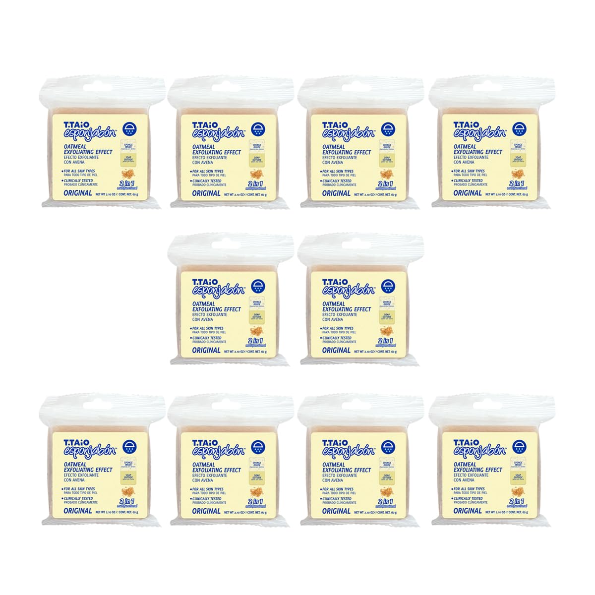 10 Piezas Esponjabon Avena Exfoliante Esponja + Jabón 2 en 1