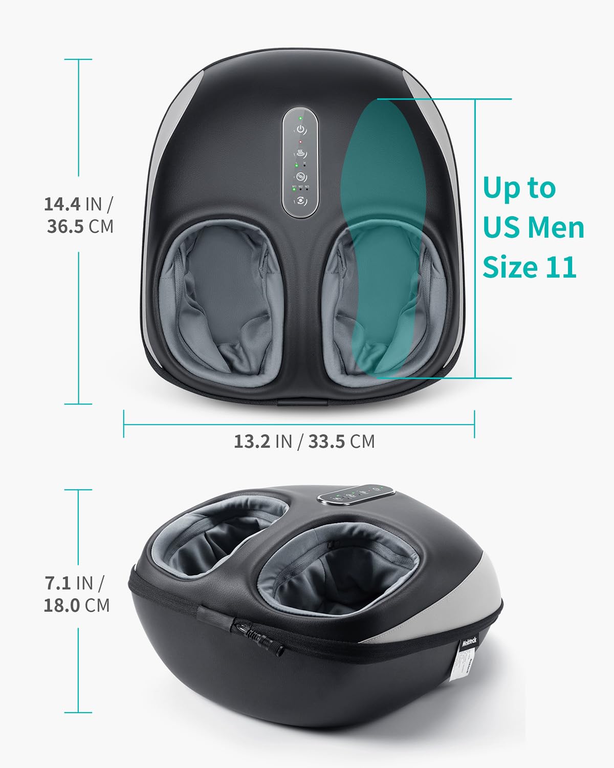 Máquina Masajeadora de Pies Nekteck con Calor y Compresión de Aire Shiatsu para Mujer y Hombre