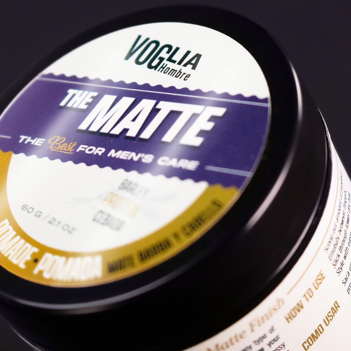 VOGLIA HOMBRE 2 pack Pomada para peinar MATTE Barba, cabello y bigote. Sin sensación grasosa, sin residuos, sin brillo.