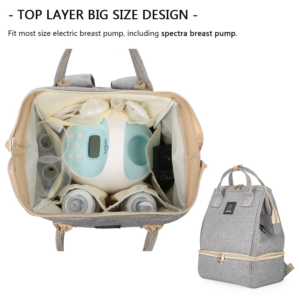 MOMIGO Mochila Bolsa Hielera a Prueba de Humedad Doble Capa con Puerto de Carga USB, Grande (Gris)