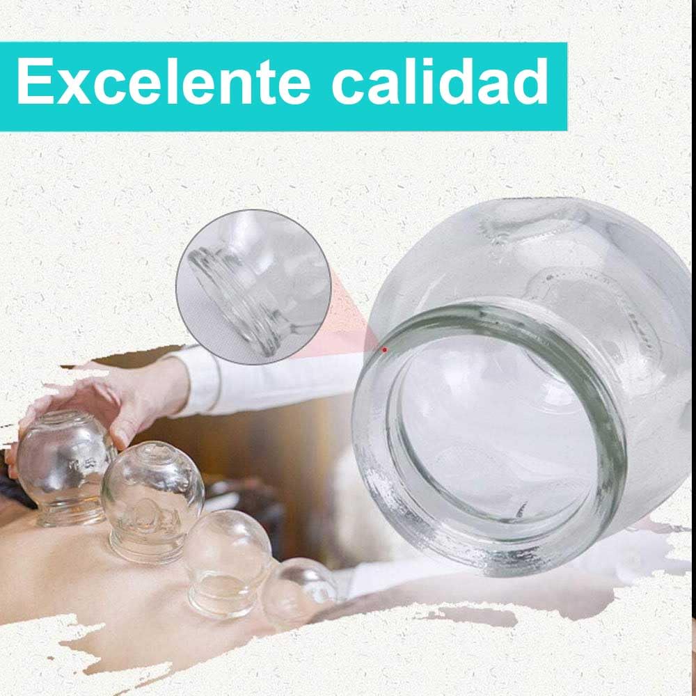 Ventosas Terapéuticas SUPERTRUST Vidrio Transparente Juego de 16 Tarros Diferentes Tamaños para Tratamiento del Dolor de Espalda y Cuello