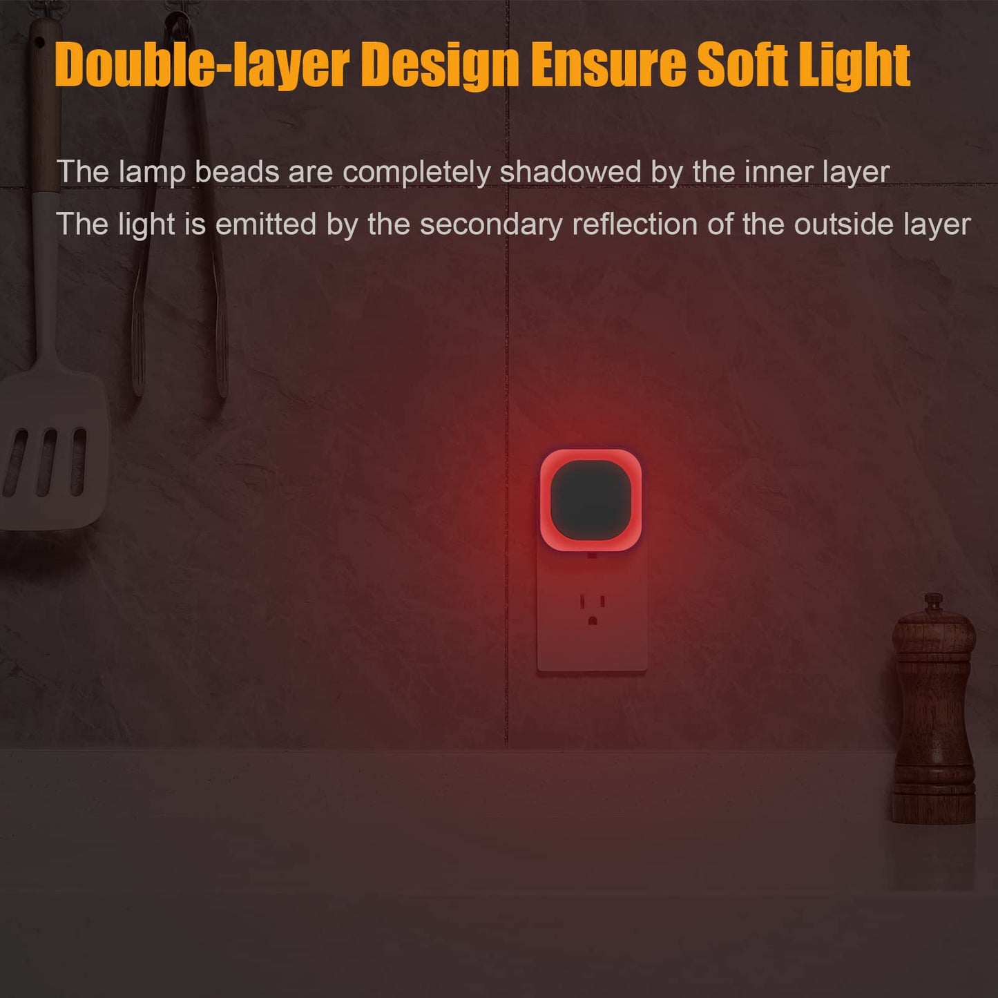 Luz Nocturna LED YUNLEX Roja con Sensor Automático y Brillo Regulable para Baño, Pasillo y Cocina