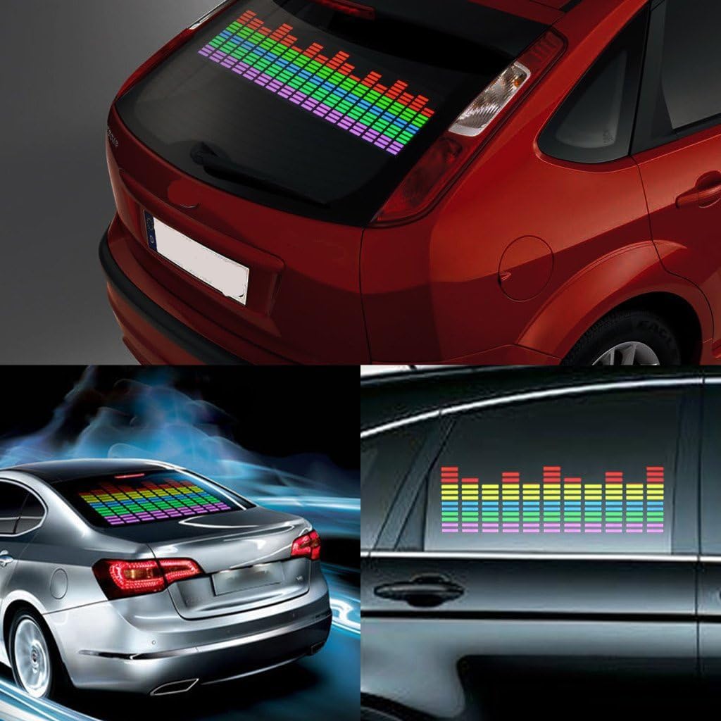 DIYAH - Calcomanías para coche activadas con ritmo de música de sonido automático, ecualizador, luz LED, lámpara de ritmo de voz de audio, 90 cm x 25 cm, 3 pies x 5/6 pies (verde)