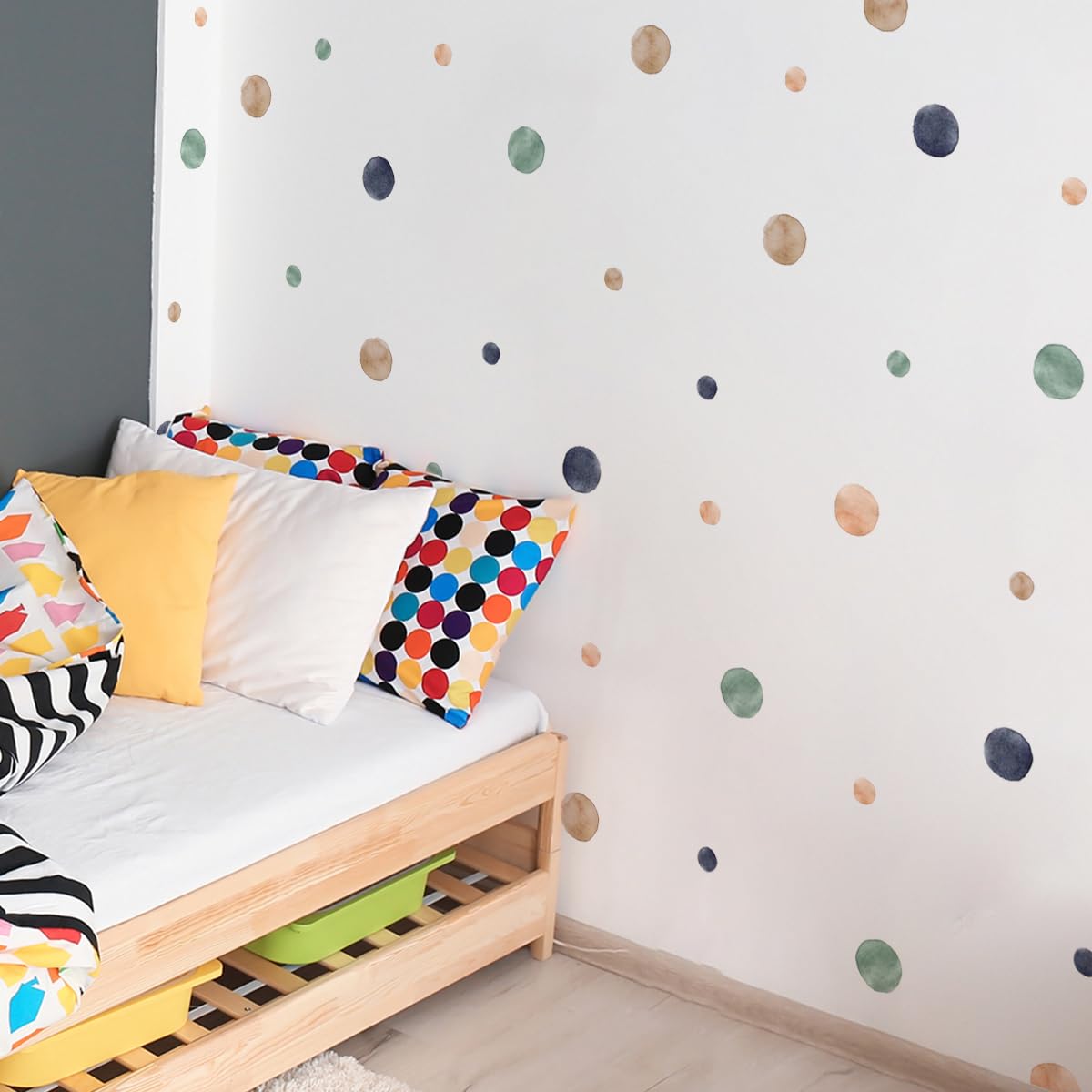 HJKlove 330 Calcomanías De Pared Con Puntos De Acuarela, Pegatinas De Pared De Lunares Bohemios Con Arcoíris Para Habitación De Niños, Multicolor