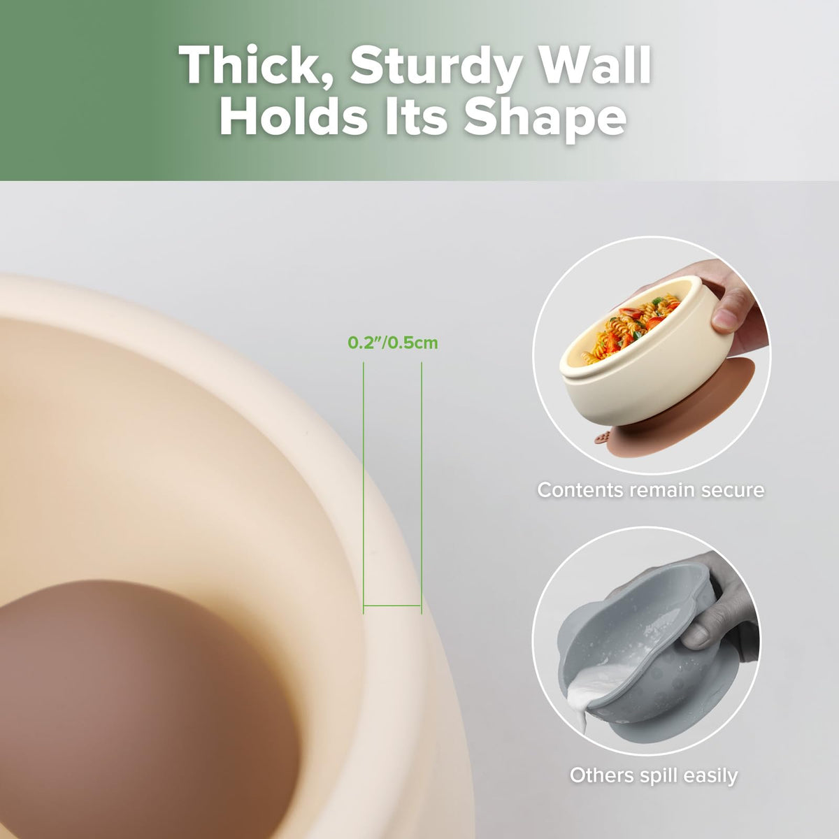 haakaa - tazón de silicona para hongos para bebé, tazón de alimentación de bebé y cubiertos Bendy, tostado