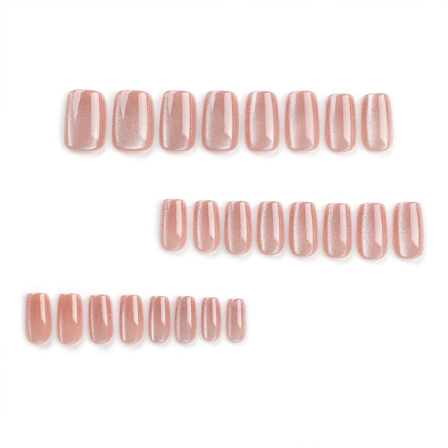 Uñas Postizas de Cortas Largas de Francesa, Adhesivas Uñas Press on Nails de Cobertura Completa, Falsas Decoradas Acrílico Natural para Mujeres y(C)