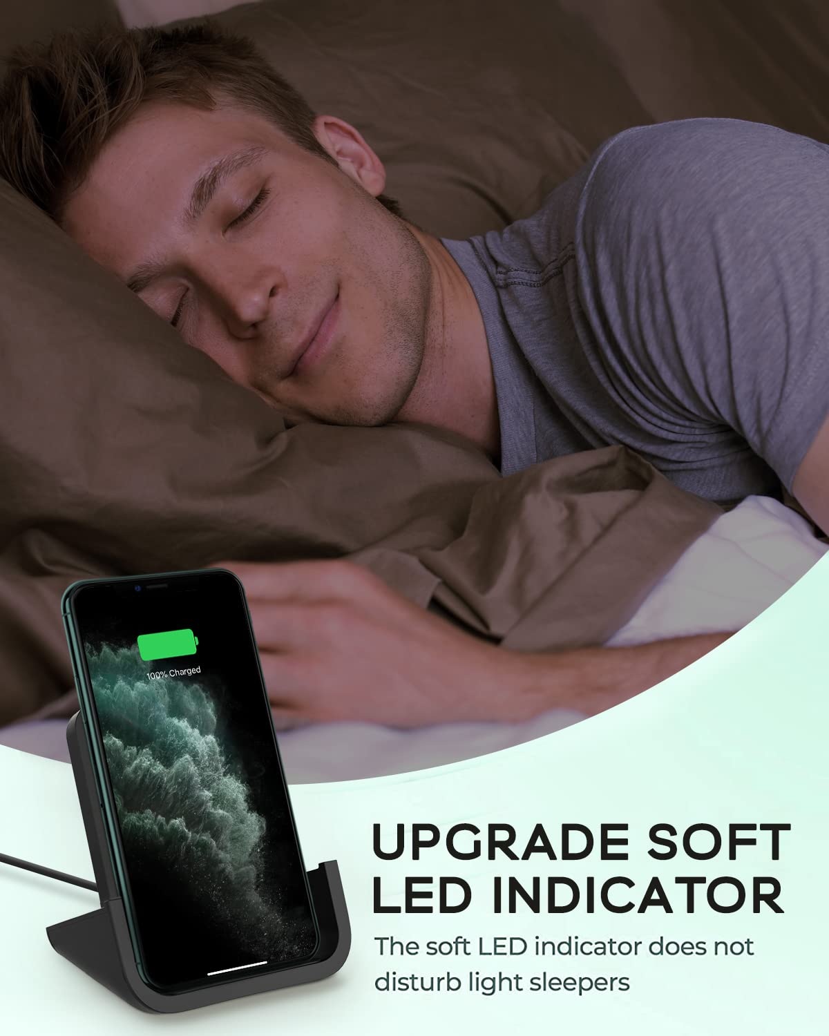Cargador Inalámbrico YUWISS Negro Certificado Qi para iPhone y Galaxy