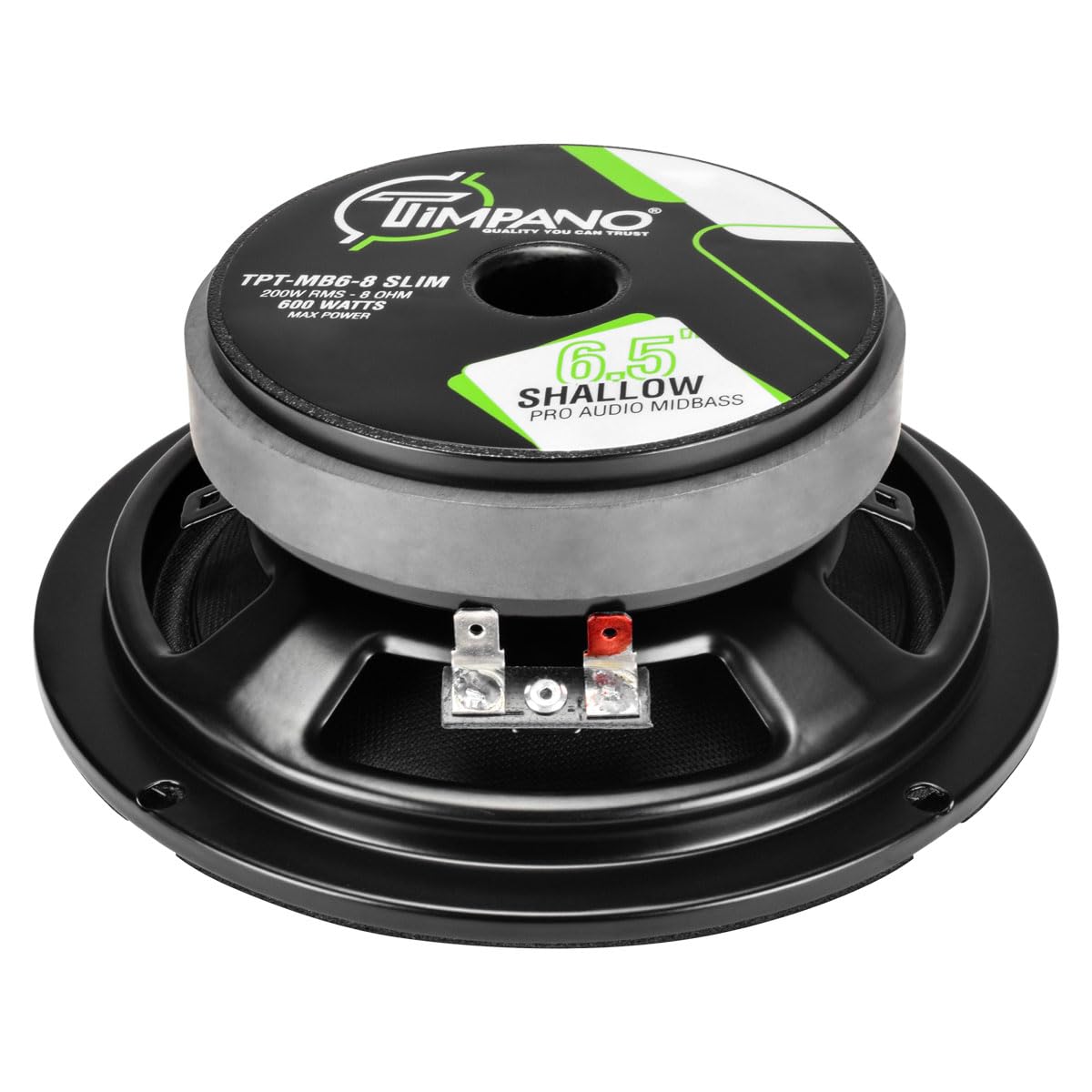 Timpano - Altavoz de audio profesional de 6.5 pulgadas de 600 vatios TPT-MB6-8 delgado perfil pequeño 8 ohmios, PRO Midbass altavoz de audio para coche compacto para puertas personalizadas (individual