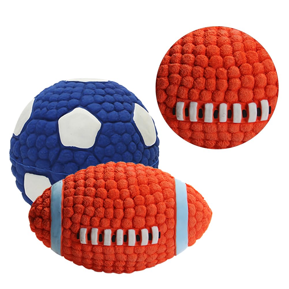 FOMIYES 2 Piezas balones de fútbol para Perros Masticar Perro fútbol Americano Juguetes para Perros Grandes Juguete para Masticar Mascotas vocalizar Cachorro