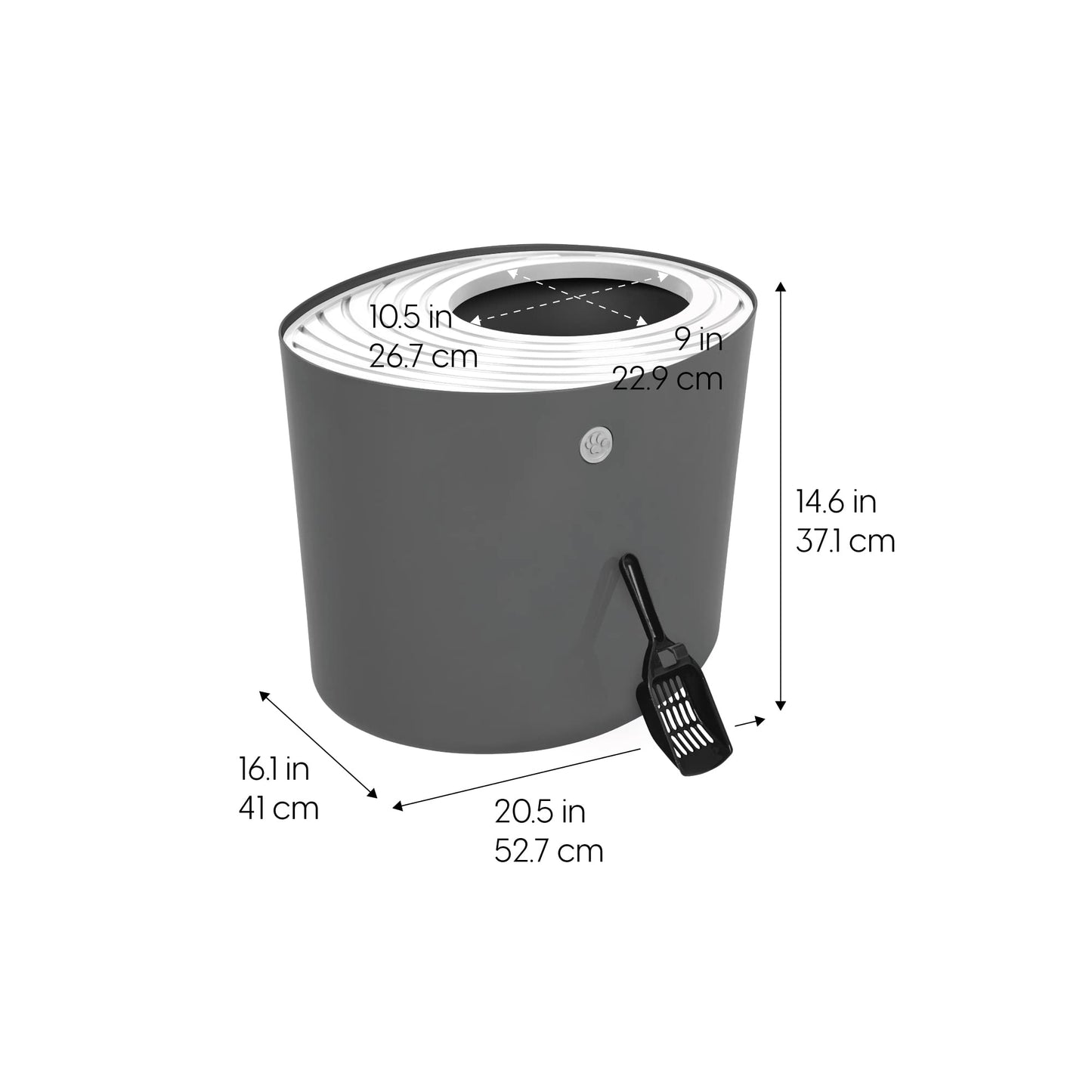 Arenero para Gatos IRIS USA Gris Oscuro Blanco con Entrada Superior