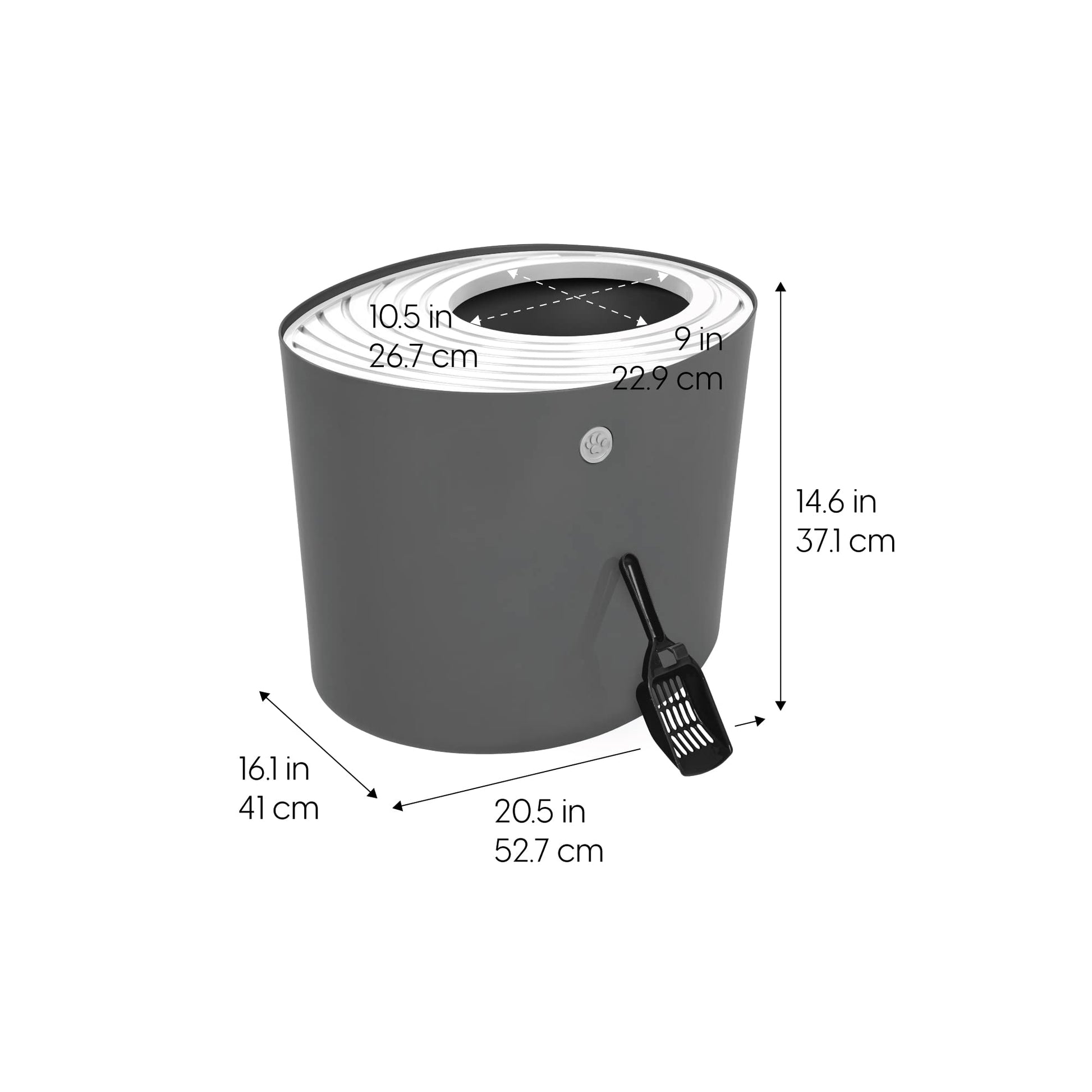 Arenero para Gatos IRIS USA Gris Oscuro Blanco con Entrada Superior