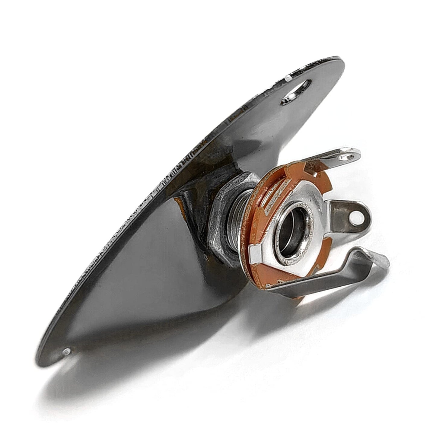 SAPHUE - Placa de entrada para guitarra, estilo barco, 1/4 pulgadas con tornillos para Fender Stratocaster Strat St overol guitarra eléctrica para piezas de repuesto de guitarra eléctrica (negro)