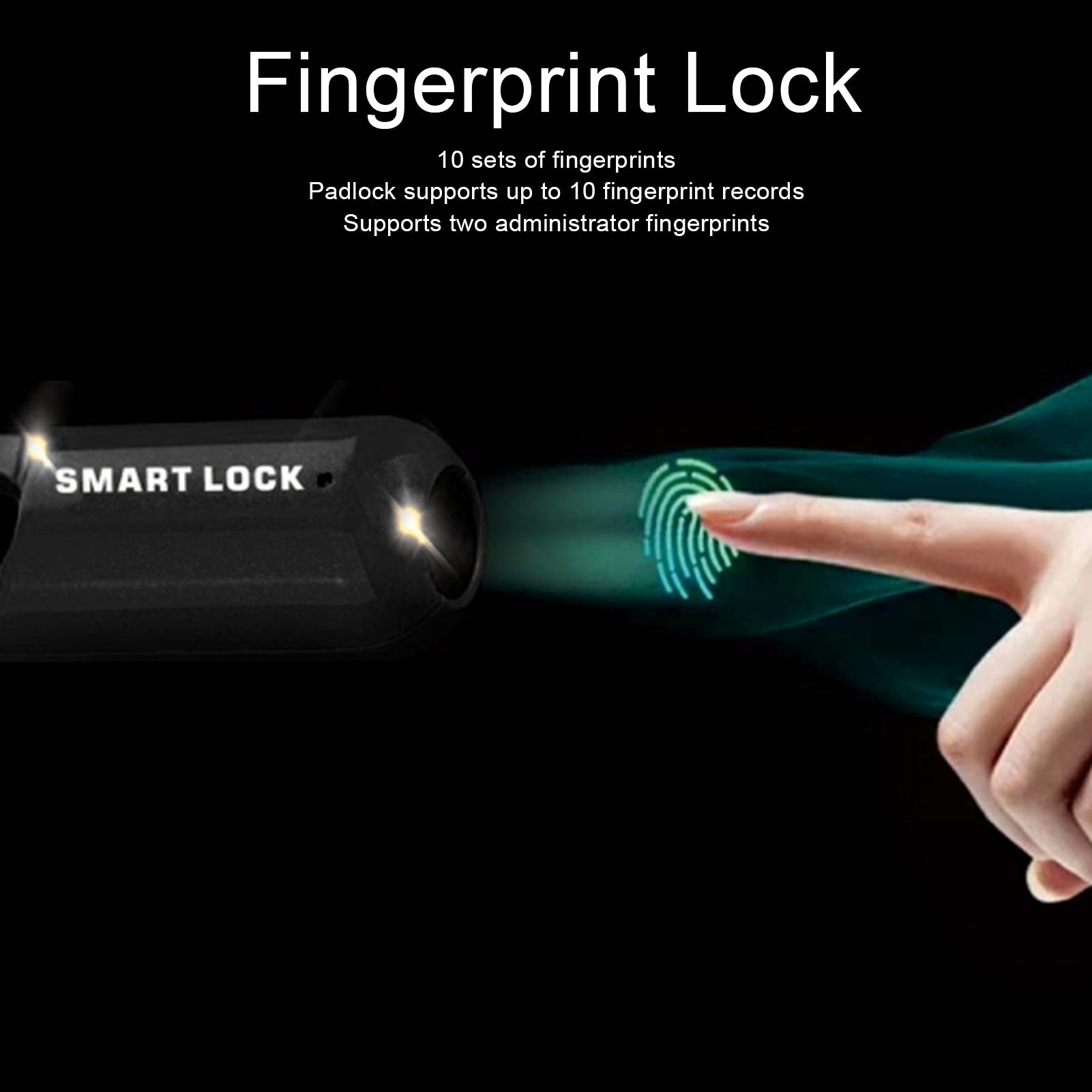 Candado con Huella Digital Cerradura Inteligente Sin Llave para Casillero Candado con Huella Digital Recargable para Casillero, Equipaje, Gimnasio, Maleta, Bolsas Y Caja(Negro)