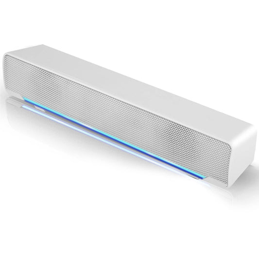 Barra de Sonido, Mini Barra de Sonido con USB y Conector de Audio de 3,5 mm Altavoz de Sonido Estéreo 3D con Luz de Respiración LED Compatible con TV, Computadora de Escritorio,