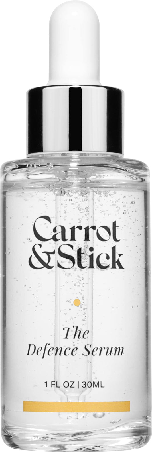 Carrot & Stick The Defense Anti Aging Serum combate las líneas finas y las arrugas, estimula el colágeno, belleza libre de crueldad animal, apto para todo tipo de piel, 1 onza líquida