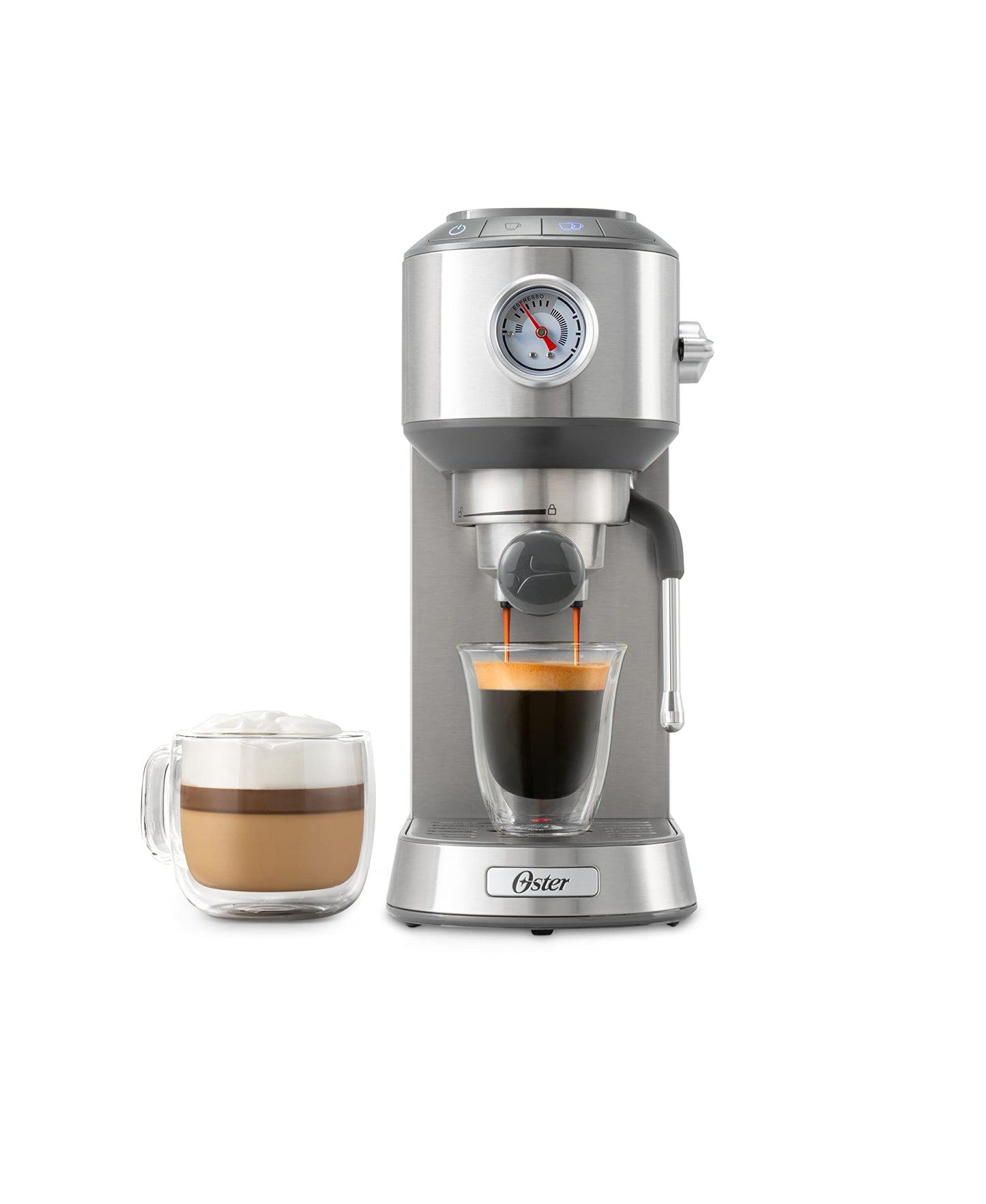 Cafetera Espresso Oster PB Slim Plateado Compacta