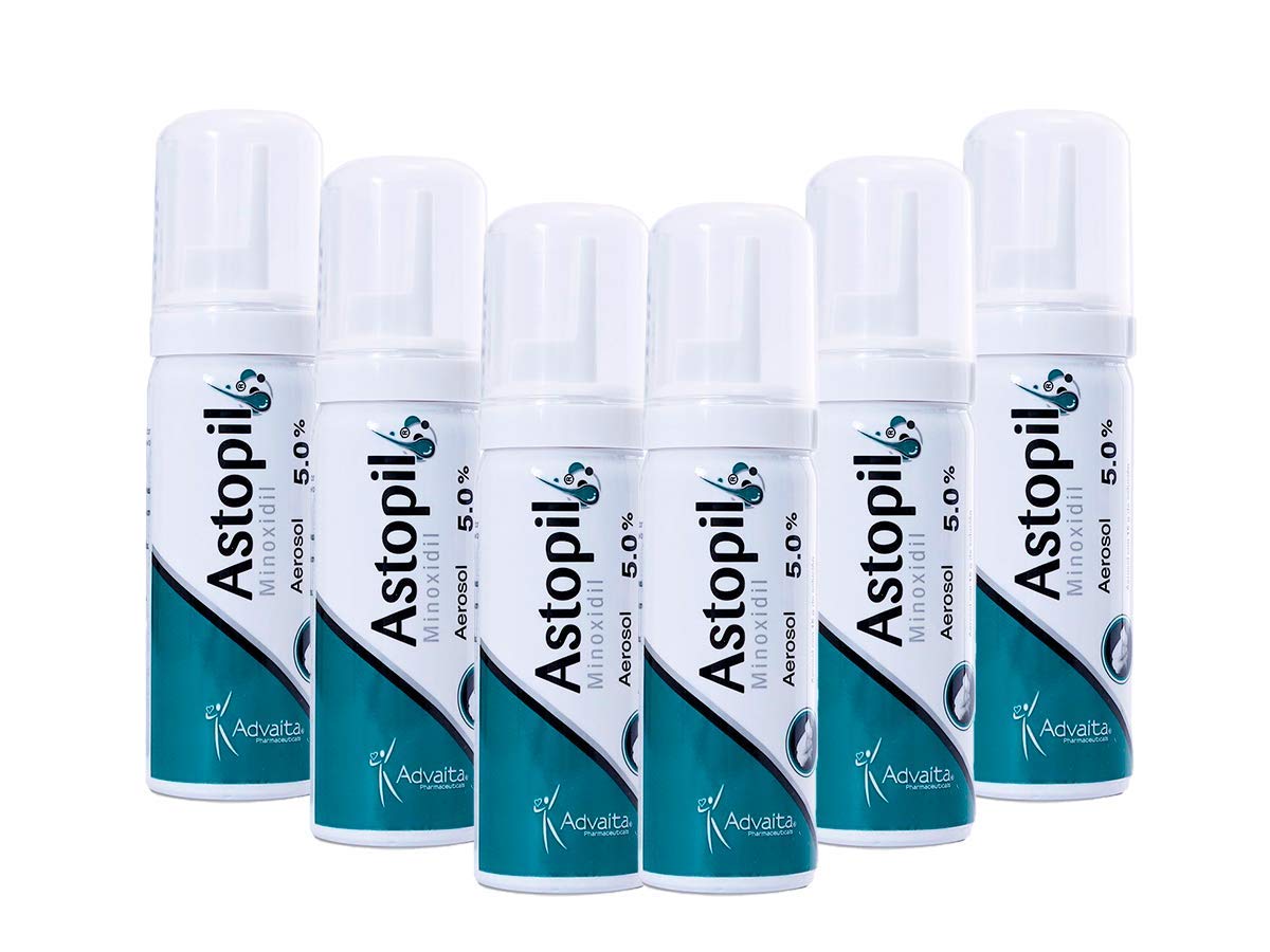Espuma Tratamiento Advaita Astopil Minoxidil 5% Blanca Sin Aroma para la Alopecia Androgénetica, Areata e Hipotricosis Congénita, Paquete de 6 Tubos 15 g