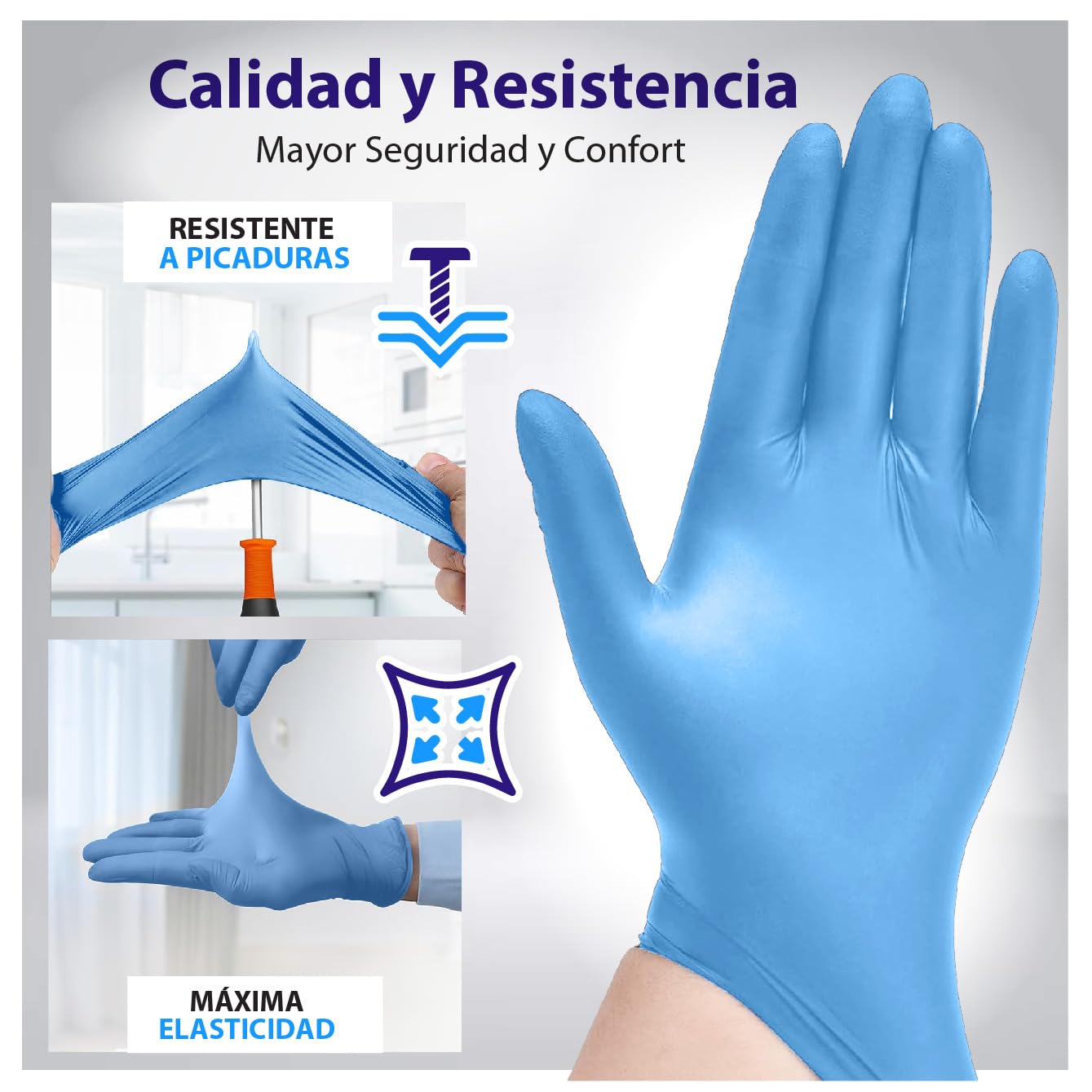 Best Trading 100 Guantes de Nitrilo Color Azul: Libres de Látex, Ajuste Perfecto sin Polvo, Guantes Premium con Tecnología Touchscreen. Comodidad, Seguridad y Funcionalidad en tus Manos (Mediano)