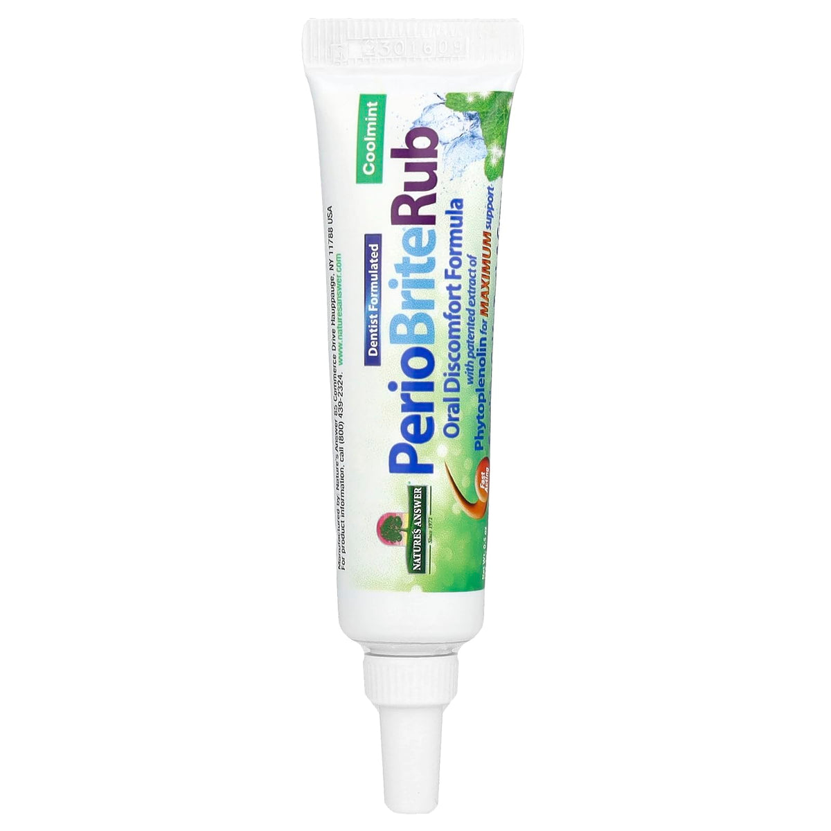 Gel Natures Answer PerioBriteRub 14.2 g Calmante para Dientes y Encías Formulado por Dentista Sin Crueldad Sin Gluten Sin Sabores Artificiales Sin Conservantes