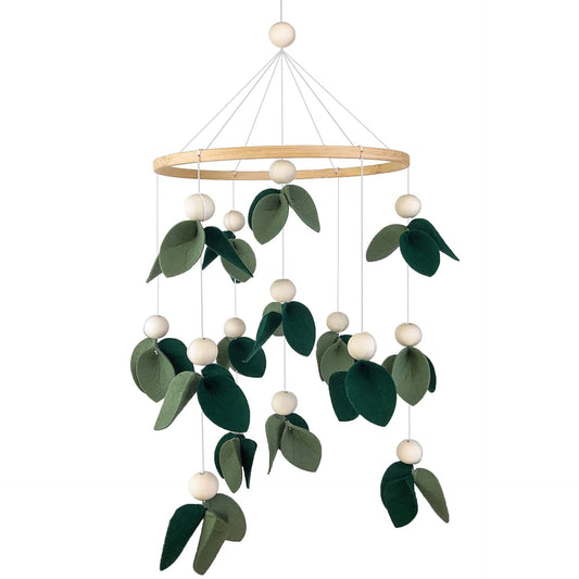 Lindo móvil para cuna – Móvil neutro de género para decoración de guardería, tela de fieltro, hojas móviles, decoración de guardería, móvil para cuna para niñas, niños, móvil para moisés