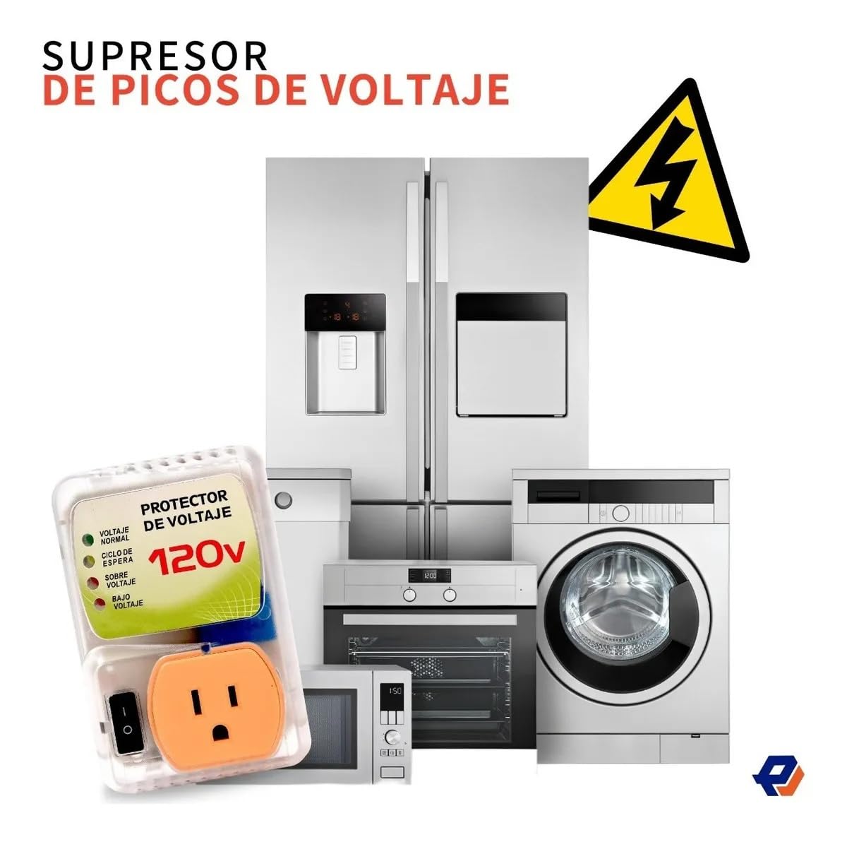 Protector De Voltaje EMYM Armoni 2000VA Alta Potencia 120V con Indicador LED para Electrodomésticos y Equipos Electrónicos