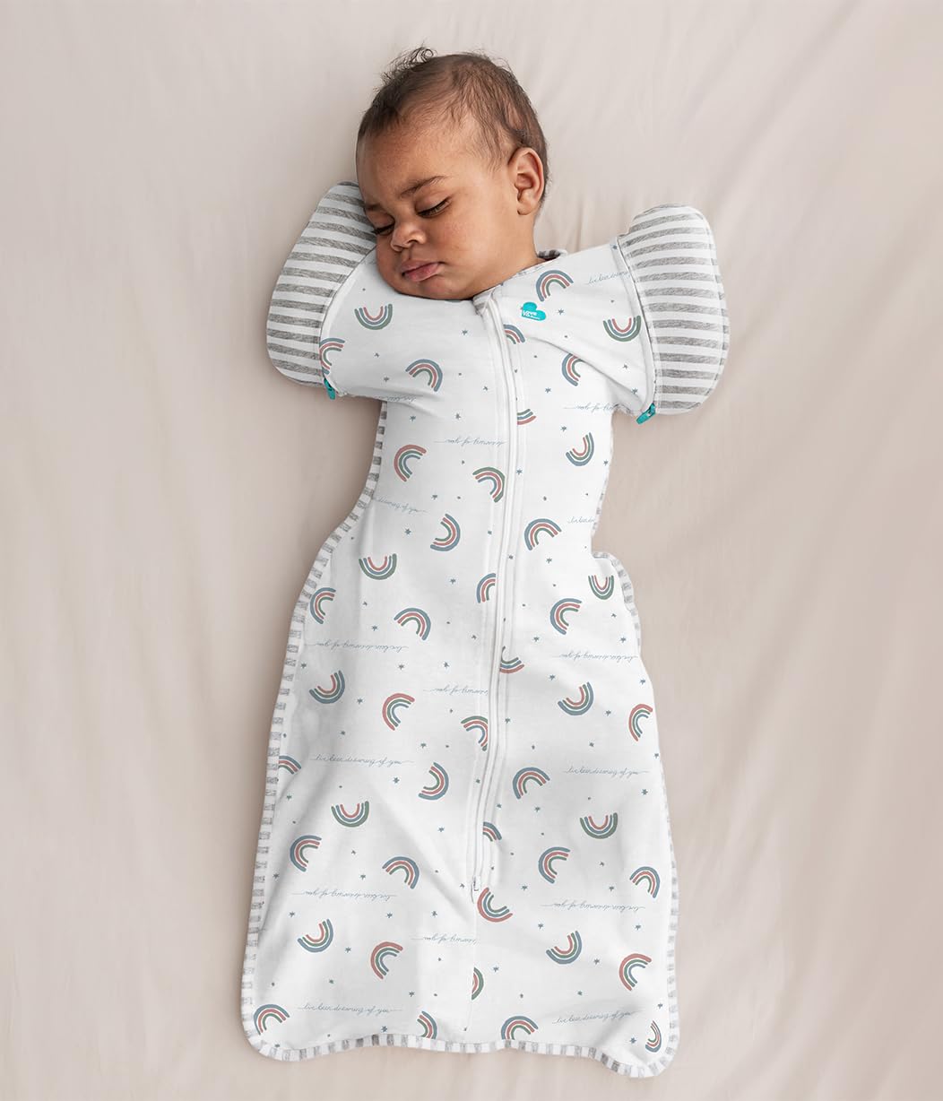 Love To Dream Swaddle UP, Saco para Dormir Bebe de Transición Ideal para el Sueño Cómodo - Saquitos para Dormir Bebe 8.6-10.9 Kg para Climas de 20°C - 24°C - Costal de Algodón Color Arcoíris
