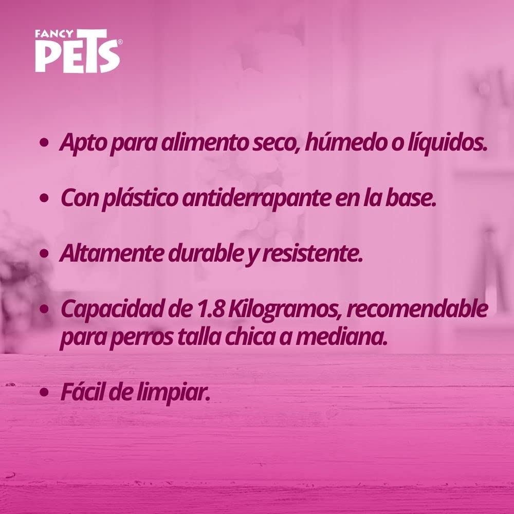 Fancy Pets Plato de Acero Inoxidable Antiderrapante para Perro con 64 Onzas o 1.8 Kilos