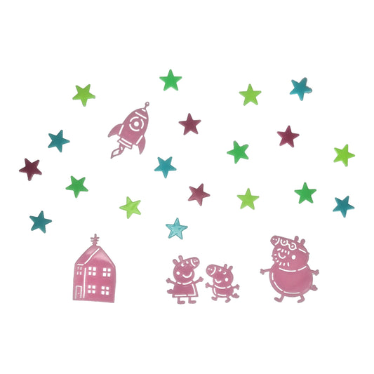 Calcomanías de Pared Peppa Pig en Rosa que Brillan en la Oscuridad para Niños
